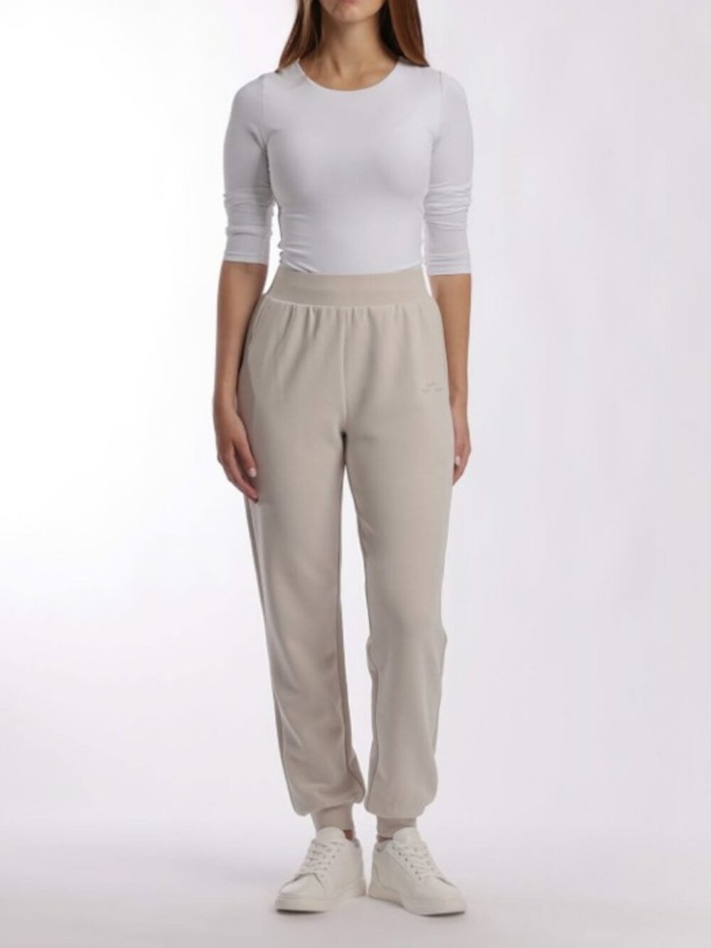 Lazypants luxe sueded double knit jogger bone women's size M